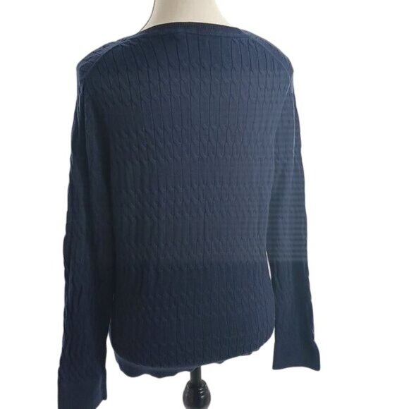 Tommy Hilfiger Sweater Blue Knit Classic Stretch Long Sleeve Womens Size L - Picture 5 of 7